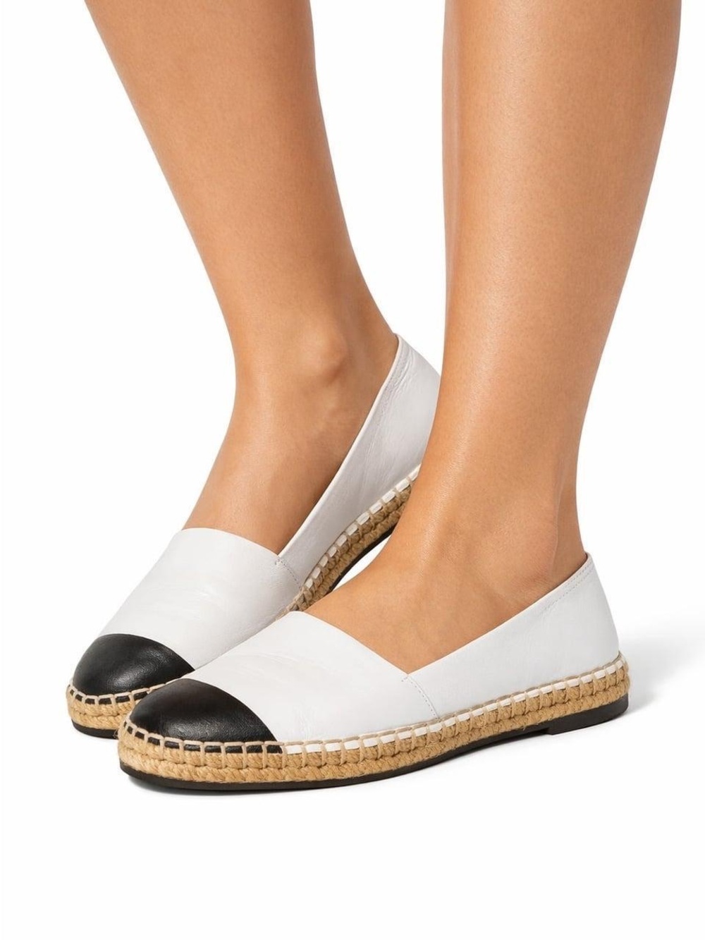 Tory Burch White and Black Espadrilles leather womans size 7